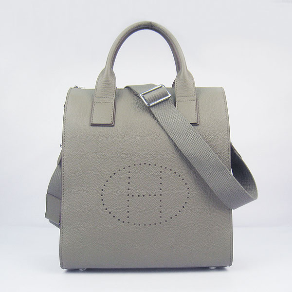 Fake Hermes Togo Leather Handbag Grey 8076 - Click Image to Close